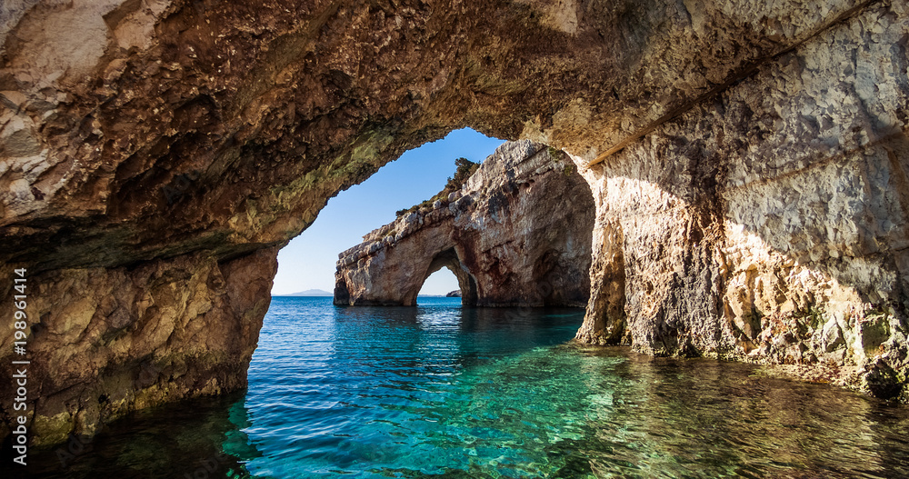 Obraz na płótnie famous blue caves in agios nikolaos zakynthos w salonie
