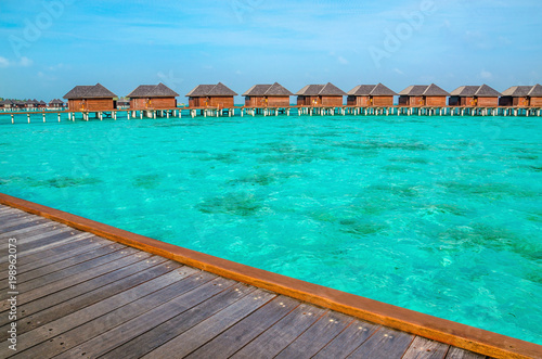Over water bungalows on a tropical island, Maldives © A.Jedynak