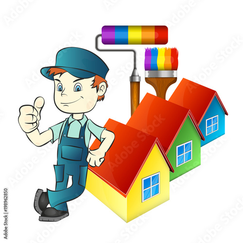 Painter with tools and at home