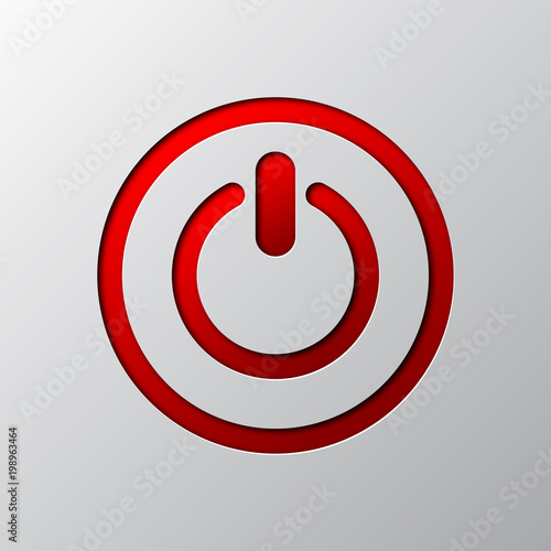 Power button cut from paper. Vector illustration