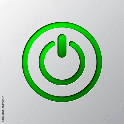 Power button cut from paper. Vector illustration