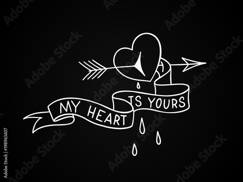 Broken heart with arrow thr...