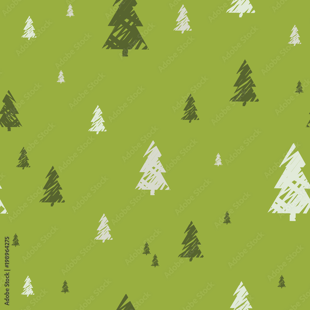 Obraz premium vector seamless pattern of green Christmas trees