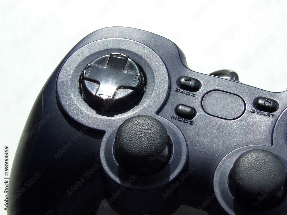 The controller is black on a white background The controller is black on a white background
