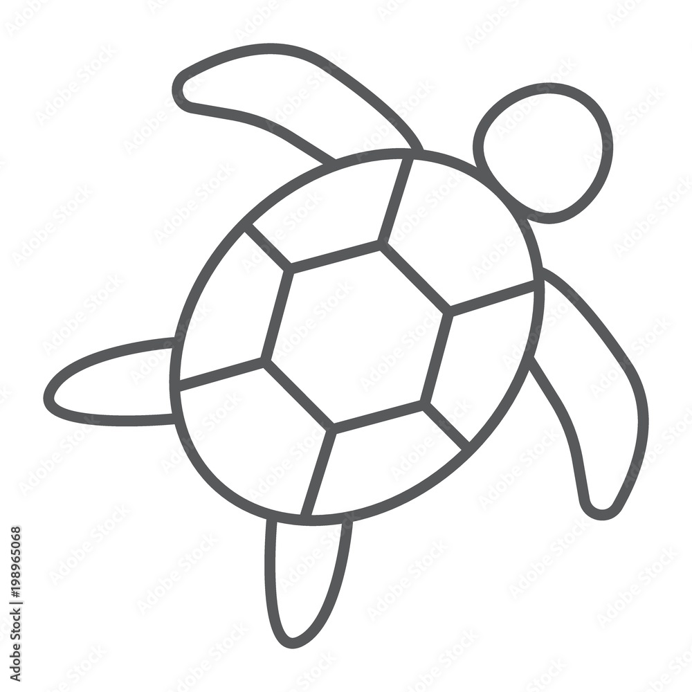 Obraz premium Sea turtle thin line icon, animal and underwater, aquatic sign vector graphics, a linear pattern on a white background, eps 10.