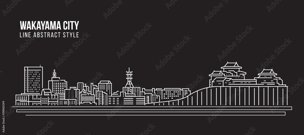 Cityscape Building Line art Vector Illustration design - Wakayama city