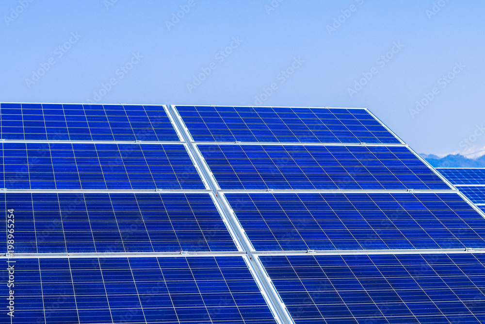 Solar power panels ,Photovoltaic modules for innovation green energy for life with blue sky background. Solar power panels ,Photovoltaic modules for innovation green energy for life with blue sky background.
