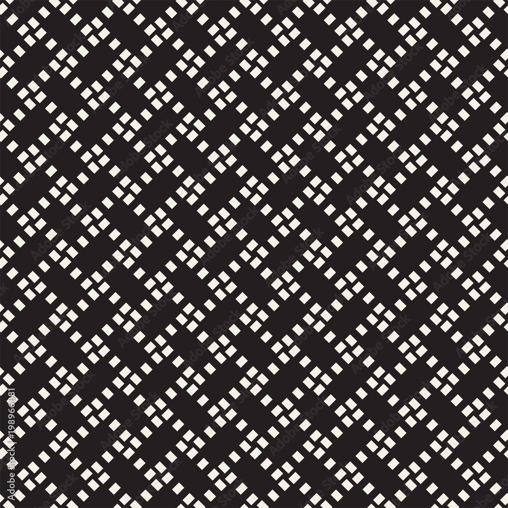 Trendy twill weave Lattice. Abstract Geometric Background Design. Vector Seamless Black and White Pattern.