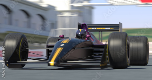 Racing Car Getting Ready For Racing With Depth Of Field - High Quality 3D Rendering With Environment