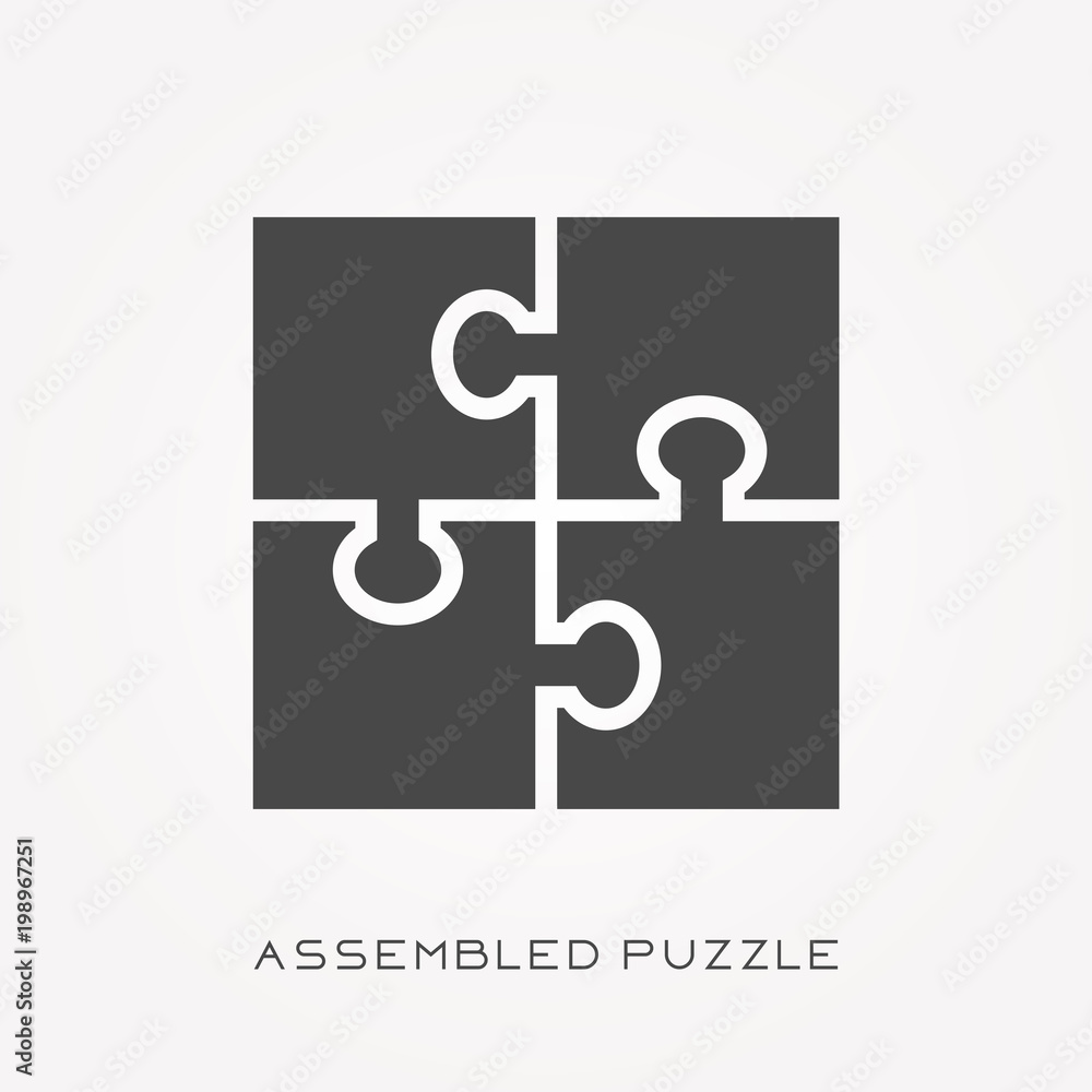 Silhouette icon assembled puzzle Silhouette icon assembled puzzle