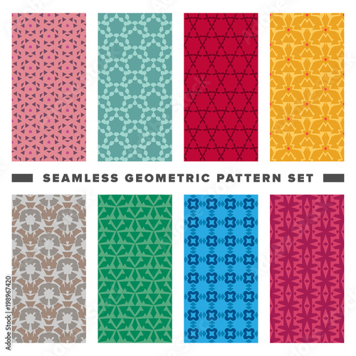 Set of seamless decorative geometric shapes pattern