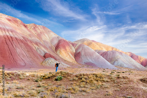 The most beautiful colorful mountain and spectacular blue sky in Tabriz Iran.Similar colourful mountains in China and Peru.