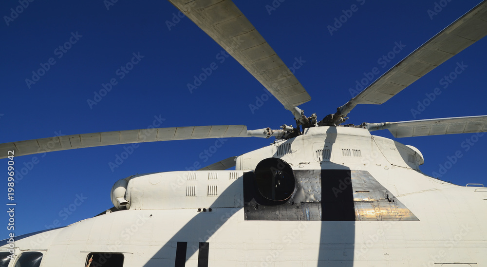 Obraz premium Photo of the upper part of the plane with a propeller