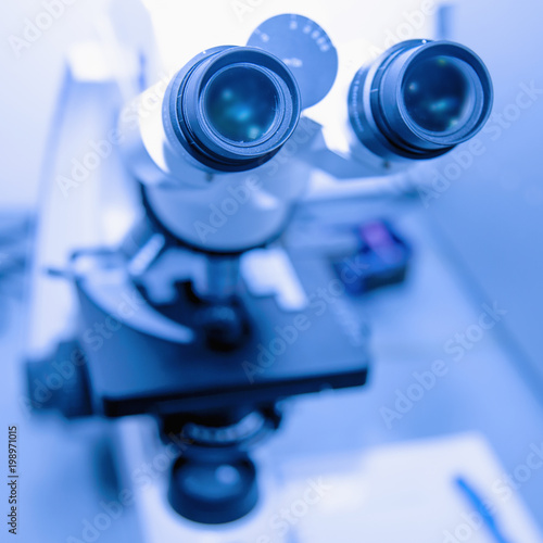 Fototapeta Naklejka Na Ścianę i Meble -  Medical equipment microscope in a laboratory(Research, medicine, surgery, health concept)