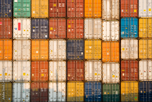 frontal view of a Stack of containers photo