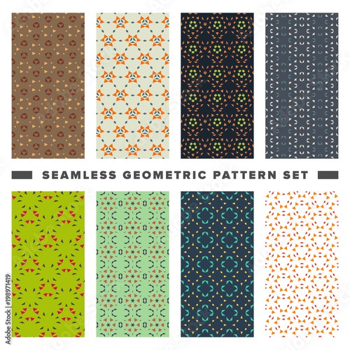 Set of seamless decorative geometric shapes pattern