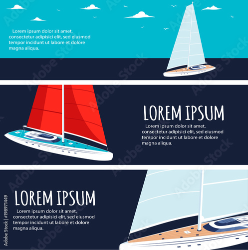 Yacht club flyers design with sail boat