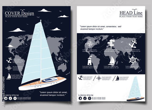 Yacht club flyer design with sail boat