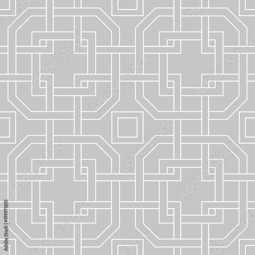 Gray and white geometric ornament. Seamless pattern