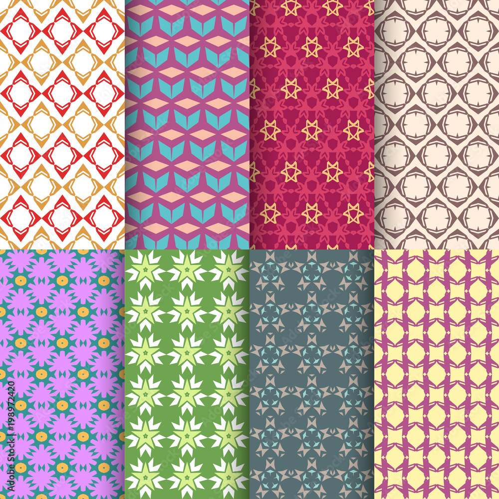 Set of seamless decorative geometric shapes pattern Set of seamless decorative geometric shapes pattern