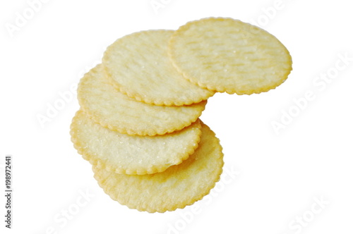 butter cracker arranging on white background