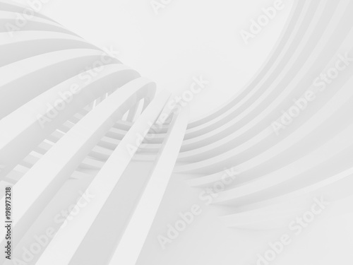 Abstract of white curved architectural pattern background,Concept of future modern facade design on architecture,3d rendering	