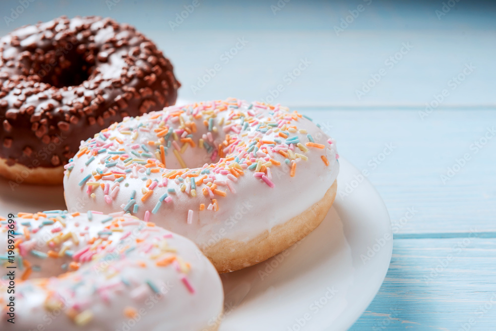 breakfast of donuts and coffee breakfast of donuts and coffee