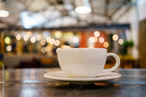 Coffee Milk and Foam with Bokeh Background