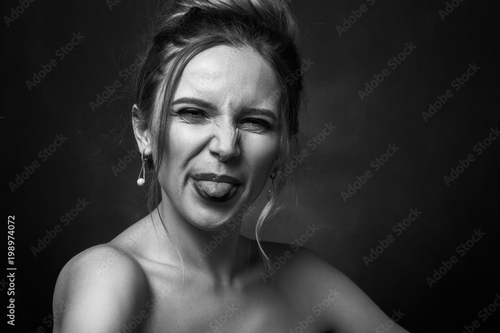 woman show tongue woman show tongue