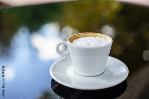 Coffee with Bokeh Green background