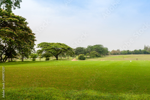 Beautiful landscape of Golf course in the countryside in bright day.