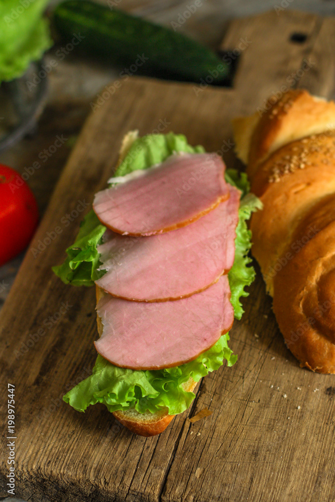 sandwich with lettuce and ham tasty snack sandwich with lettuce and ham tasty snack