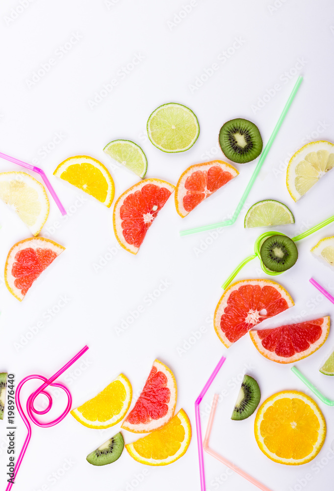 Flat lay summer coctail concept Flat lay summer coctail concept