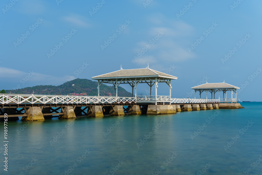 Old wooden pier of Si Chang island
