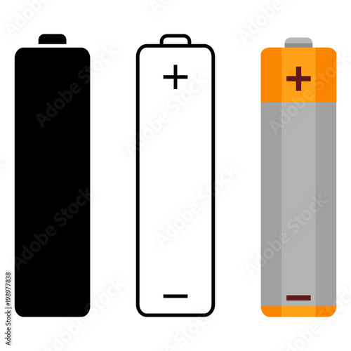Vector Set of AA Type Battery Icons.