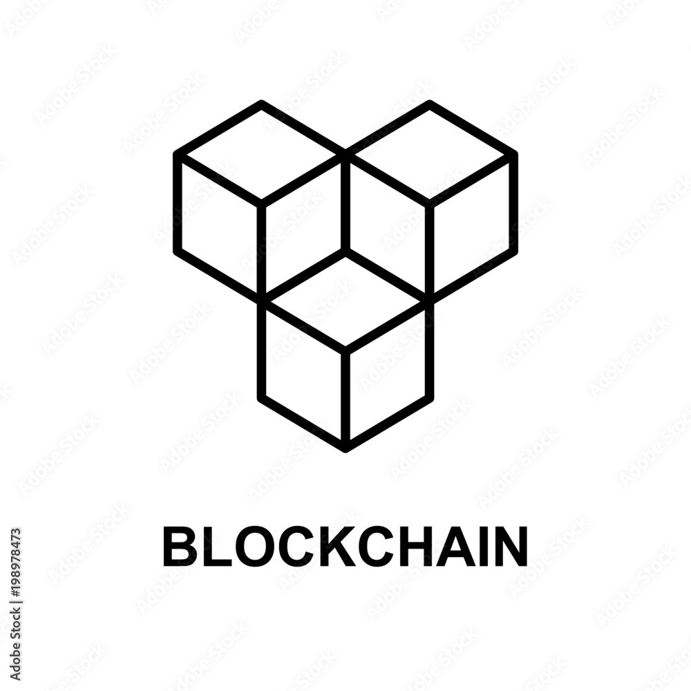 Blockchain vector icon or design element in outline style Blockchain vector icon or design element in outline style