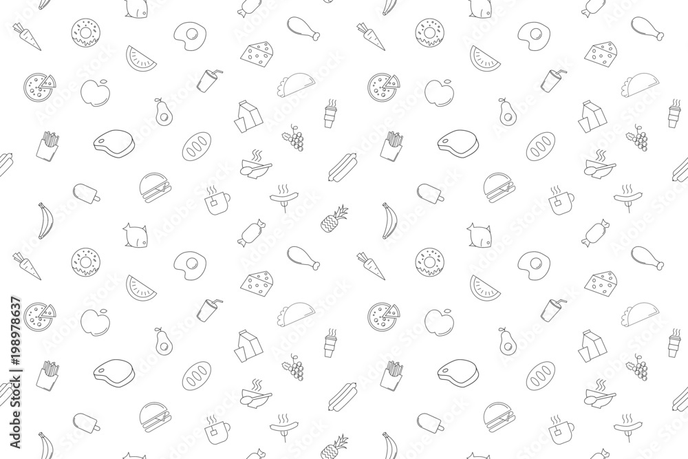 Vector food and drink pattern.Food and drink seamless background