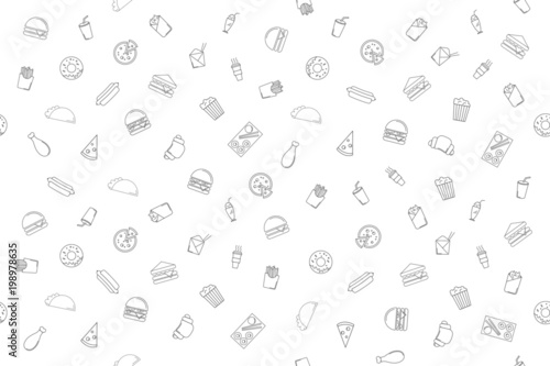 Vector fast food pattern. Fast food seamless background Stock Vector |  Adobe Stock