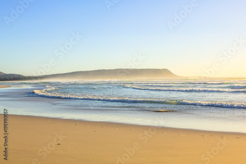 Noordhoek Beach at sunset in Table Mountain National Park  Cape Town  South Africa.Noordhoek is a spectacular long sandy white beach 8 kilometers and is popular for horse riding and surfing.Copy space