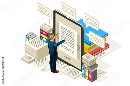 Online textbook vector isometric icon