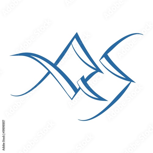 The abbreviation QS for your company. Angular Gothic font. Vector inscription