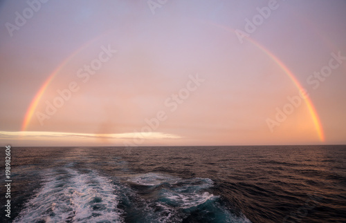 Rainbow over Atlantic ocean after heavy storm