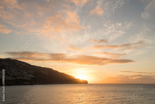 Sun rising over Funchal in Madiera at dawn