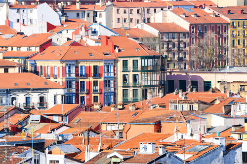 panoramic views of bilbao old town roofs, spain