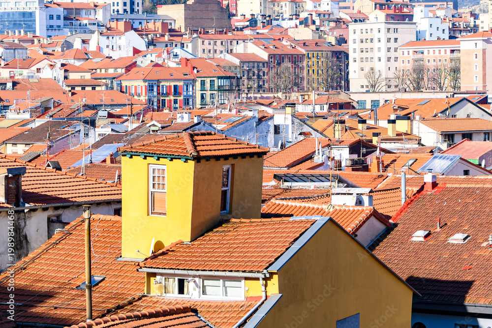 panoramic views of bilbao old town roofs, spain