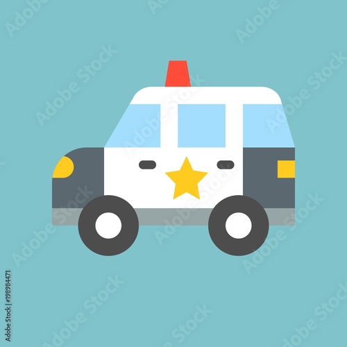 simple patrol car, transportation icon, flat design