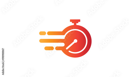 Illustration of the symbol vector of fast service with a flaming clock symbolizes speed and agility in the business concept