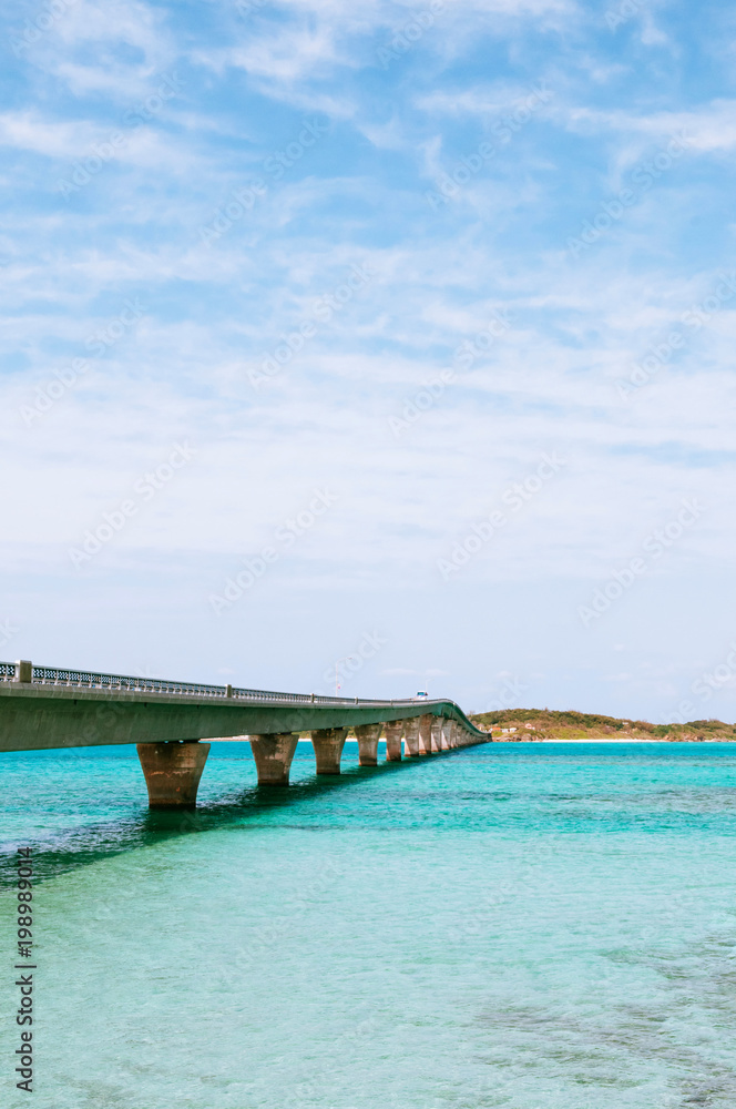 crystal clear turquoise water at Ikema Bridge, Miyako, Okinawa