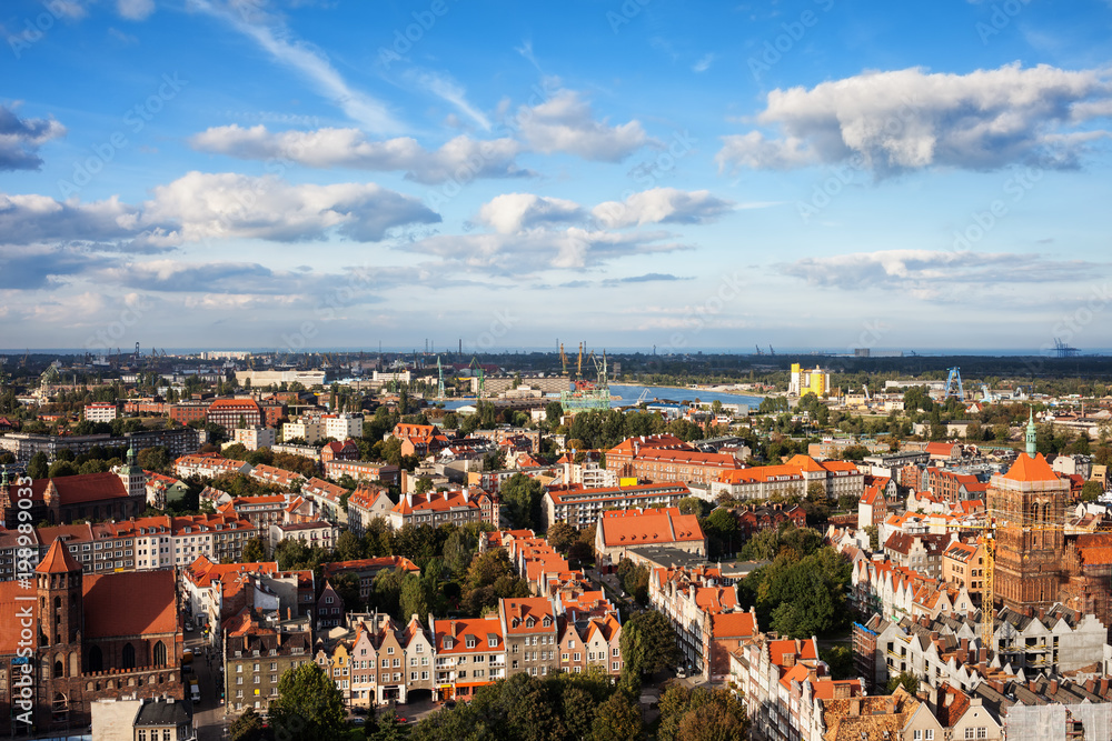 Old Town Of Gdansk City Aerial View
