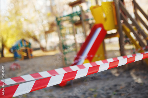 Colorful Empty Playground by a police line